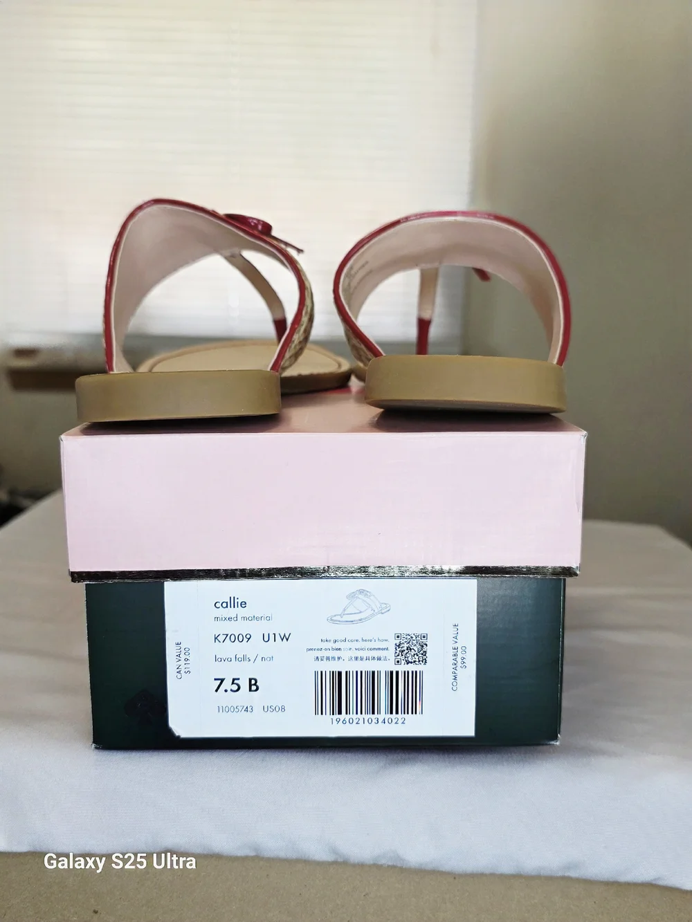Kate Spade Callie Mixed Material Sandals In Lava Falls/Natural  Size 7.5B